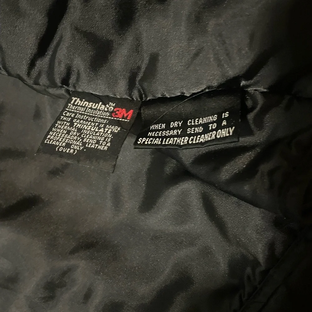 Wilsons Thinsulate Black Leather Bomber Jacket Sz L - Picture 7 of 13